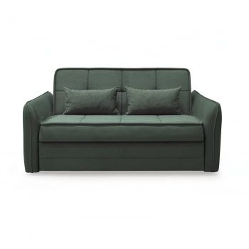 Canapea extensibila DREW C, 2 locuri, cu arcuri si lada pentru depozitare, verde, 175x110x88 cm