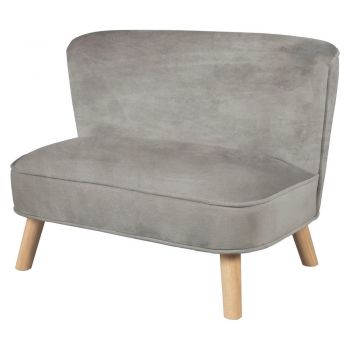 Canapea pentru copii gri deschis cu tapițerie din catifea 70 cm Lil Sofa – Roba