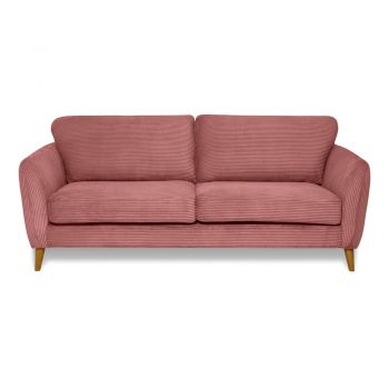 Canapea roz cu tapițerie din catifea reiată 206 cm Paris – Scandic