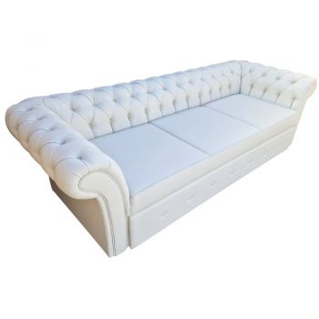 Canapea Extensibila Chesterfield, 250x100x75cm, 3 locuri, Cayenne 1112 Cream, Glasspandoor