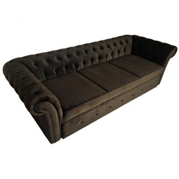 Canapea Extensibila Chesterfield, 250x100x75cm, 3 locuri, Velutto 06 Espresso, Glasspandoor