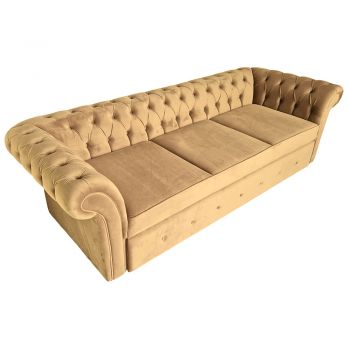 Canapea Extensibila Chesterfield, 250x100x75cm, 3 locuri, Velutto 30 Tobacco, Glasspandoor