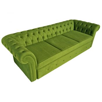 Canapea Extensibila Chesterfield, 250x100x75cm, 3 locuri, Velutto 35 Cedar, Glasspandoor