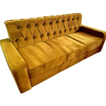 Canapea Fixa Little Chester, 3 locuri, 195x83x85cm, Velutto 08 Mustard, Glasspandoor