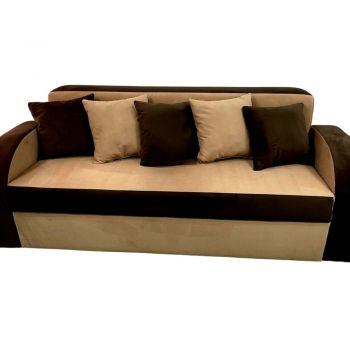 Canapea Fixa Ruba, 3 locuri, 195x83x85cm, Amore 25 Beige & 84 Dark Brown, Glasspandoor