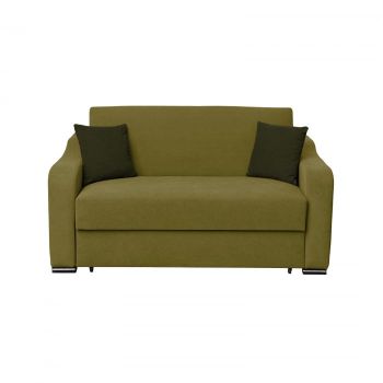 Canapea FRUNZA extensibila, 2 locuri, cu arcuri, lada depozitare, verde deschis + verde inchis, 165x110x90 cm