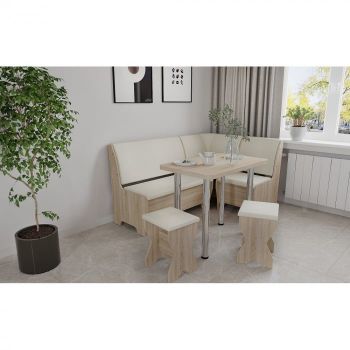 Set coltar bucatarie Tunis ,cu masa si 2 tabureti Sonoma+Fildes