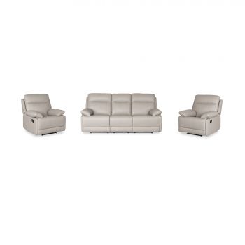 Set Recliner Asaka 3L-1L-1L, 213x85x100 cm, Piele Naturala, Cappuccino