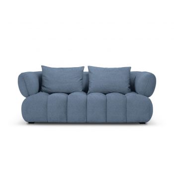 Canapea 2 locuri, Reese-192, Micadoni Home, 200x100x84 cm, catifea structurata, albastru jeans