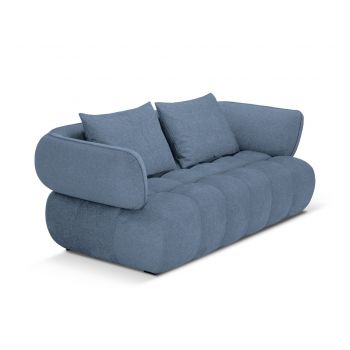 Canapea 2 locuri, Reese-192, Micadoni Home, 200x100x84 cm, catifea structurata, albastru jeans