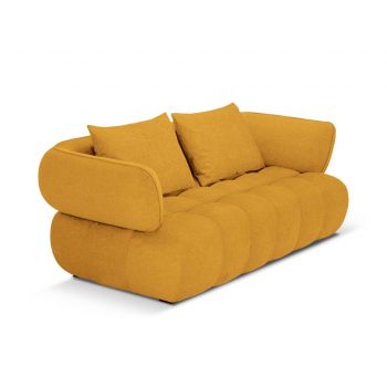 Canapea 2 locuri, Reese-192, Micadoni Home, 200x100x84 cm, catifea structurata, galben mustar