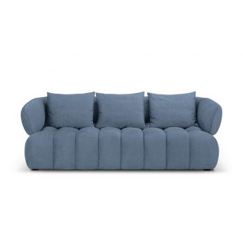 Canapea 3 locuri, Reese-192, Micadoni Home, 256x100x84 cm, catifea structurata, albastru jeans