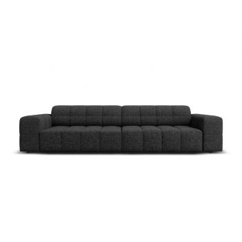 Canapea 4 locuri, Jennifer-140, Micadoni Home, 244x102x70 cm, tesatura chenille din poliester, negru