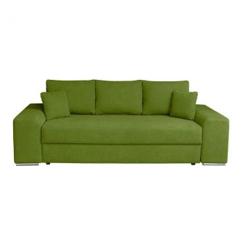 Canapea AMALIA II extensibila, 3 locuri, cu arcuri si lada depozitare, verde deschis, 256x100x80 cm