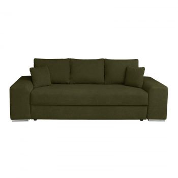 Canapea AMALIA II extensibila, 3 locuri, cu arcuri si lada depozitare, verde inchis, 252x105x78 cm