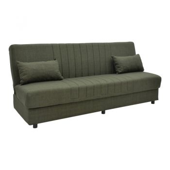 Canapea extensibila Romina 3 locuri cu spatiu de depozitare tesatura verde 190x85x90 cm