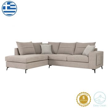 Coltar dreapta Montana tesatura gri-bej cu perne gri deschis 275x215x93 cm