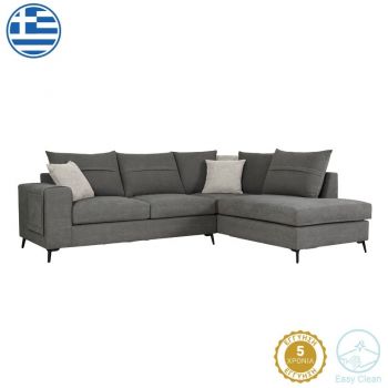 Coltar stanga Montana gri cu perne gri deschis 275x215x93 cm