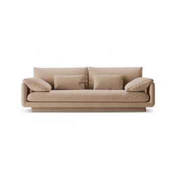 Canapea 3 locuri, Torino-184, Micadoni Home, 220x103x83 cm, catifea, bej sand