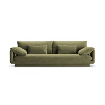 Canapea 4 locuri, Torino-184, Micadoni Home, 250x103x83 cm, catifea, verde deschis