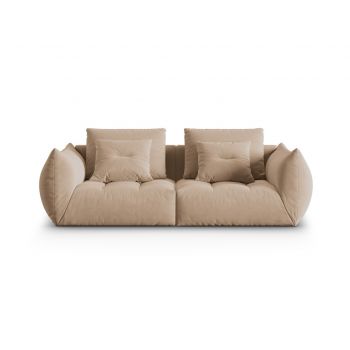 Canapea modulara 3 locuri, Bloom-184, Micadoni Home, 232x106x95 cm, catifea, bej sand