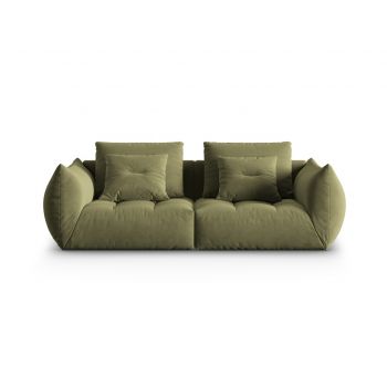 Canapea modulara 3 locuri, Bloom-184, Micadoni Home, 232x106x95 cm, catifea, verde deschis