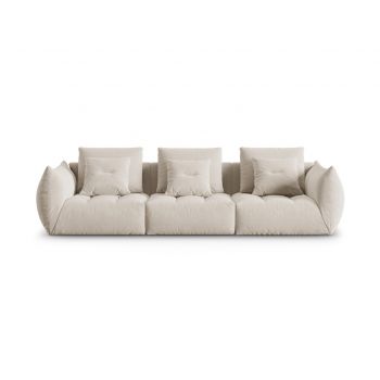 Canapea modulara 4 locuri, Bloom-184, Micadoni Home, 332x106x95 cm, catifea, ecru