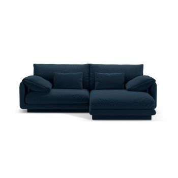 Coltar dreapta 3 locuri, Torino-211, Micadoni Home, 220x170x83 cm, tesatura structurata chenille, albastru navy