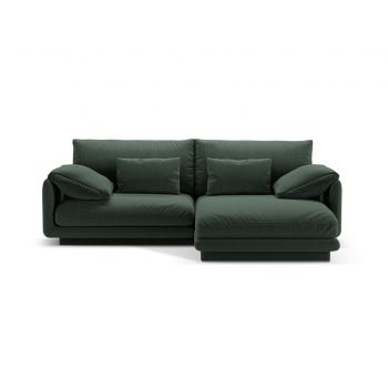 Coltar dreapta 3 locuri, Torino-211, Micadoni Home, 220x170x83 cm, tesatura structurata chenille, verde muschi