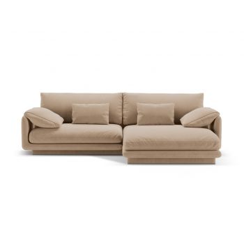 Coltar dreapta 4 locuri, Torino-184, Micadoni Home, 250x170x83 cm, catifea, bej sand