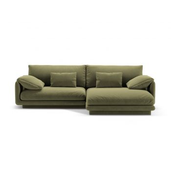 Coltar dreapta 4 locuri, Torino-184, Micadoni Home, 250x170x83 cm, catifea, verde deschis