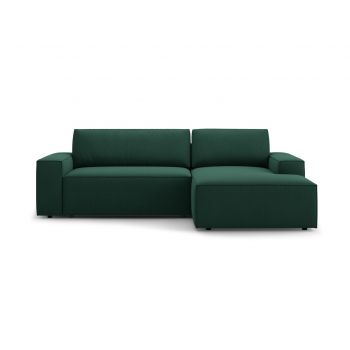 Coltar extensibil dreapta 3 locuri cu lada depozitare, Jodie-78, Micadoni Home, 246x151x86 cm, tesatura structurata, verde