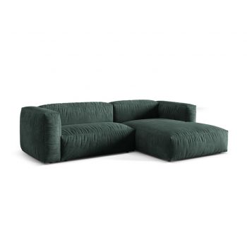 Coltar modular dreapta 2 locuri, Martina-120, Micadoni Home, 283x176x75 cm, catifea, petrol