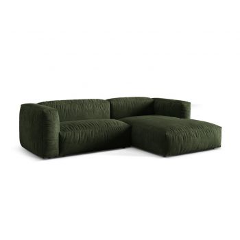 Coltar modular dreapta 2 locuri, Martina-120, Micadoni Home, 283x176x75 cm, catifea, verde