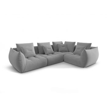 Coltar modular dreapta 3 locuri, Bloom-184, Micadoni Home, 316x216x95 cm, catifea, galben