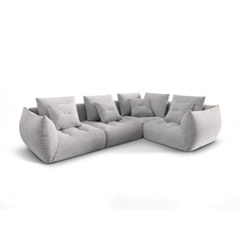 Coltar modular dreapta 3 locuri, Bloom-86, Micadoni Home, 316x216x95 cm, tesatura structurata, argintiu