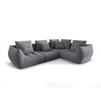 Coltar modular dreapta 3 locuri, Bloom-86, Micadoni Home, 316x216x95 cm, tesatura structurata, gri