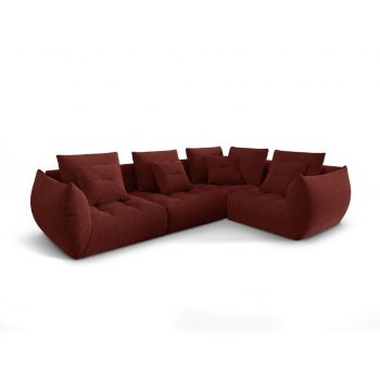 Coltar modular dreapta 3 locuri, Bloom-86, Micadoni Home, 316x216x95 cm, tesatura structurata, rosu