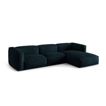 Coltar modular dreapta 3 locuri, Martina-120, Micadoni Home, 332x176x75 cm, catifea, petrol inchis