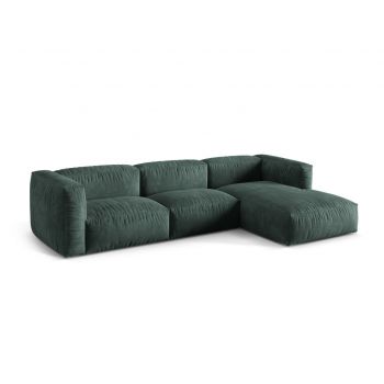 Coltar modular dreapta 3 locuri, Martina-120, Micadoni Home, 332x176x75 cm, catifea, petrol