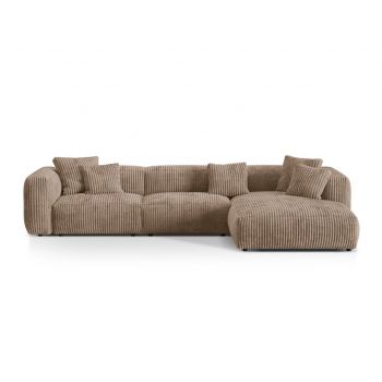 Coltar modular dreapta 3 locuri, Martina-212, Micadoni Home, 332x176x75 cm, velur, maro ghinda