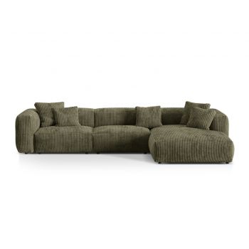 Coltar modular dreapta 3 locuri, Martina-212, Micadoni Home, 332x176x75 cm, velur, verde muschi