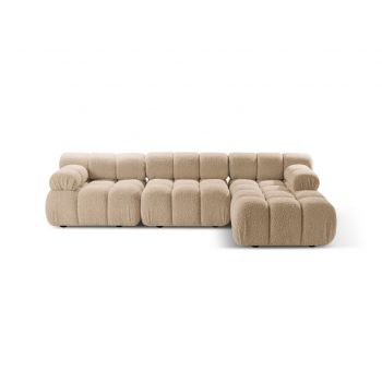 Coltar modular dreapta 4 locuri, Bellis-213, Micadoni Home, 282x155x70 cm, tesatura boucle, bej sand