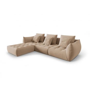 Coltar modular reversibil 2 locuri, Bloom-184, Micadoni Home, 332x216x95 cm, catifea, bej sand