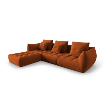 Coltar modular reversibil 2 locuri, Bloom-184, Micadoni Home, 332x216x95 cm, catifea, teracota