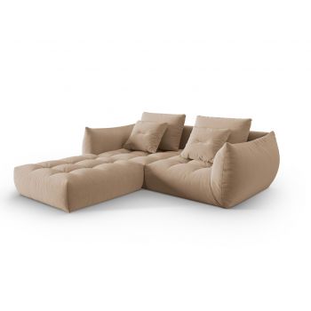 Coltar modular reversibil 3 locuri, Bloom-184, Micadoni Home, 232x216x95 cm, catifea, bej sand