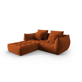 Coltar modular reversibil 3 locuri, Bloom-184, Micadoni Home, 232x216x95 cm, catifea, teracota