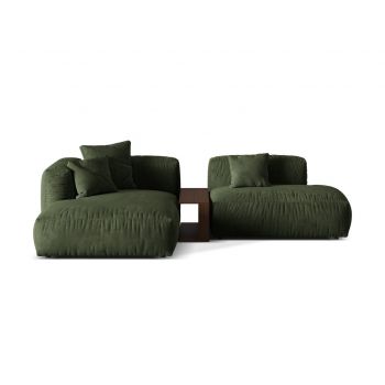 Coltar modular stanga 2 locuri, Martina-120, Micadoni Home, 285x176x75 cm, catifea, verde