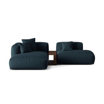 Coltar modular stanga 2 locuri, Martina-169, Micadoni Home, 285x176x75 cm, tesatura structurata catifelata, albastru jeans