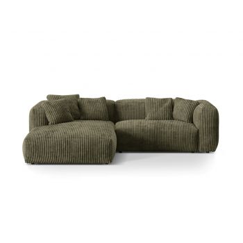 Coltar modular stanga 2 locuri, Martina-212, Micadoni Home, 283x176x75 cm, velur, verde muschi